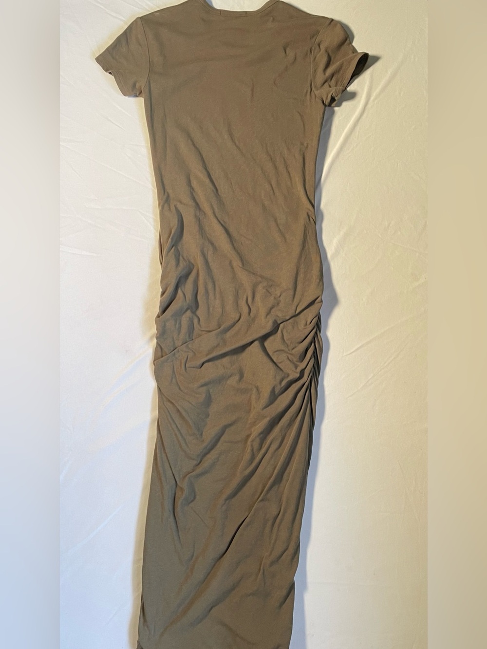 James Perse Olive Green Ruched Short Sleeve Maxi Dress - Picture 5 of 8